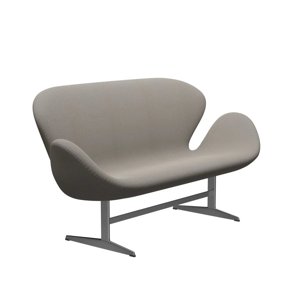 Fritz Hansen Swan™ Sofa 2 Seater, Satin Brushed Aluminium/Capture Warm Grey