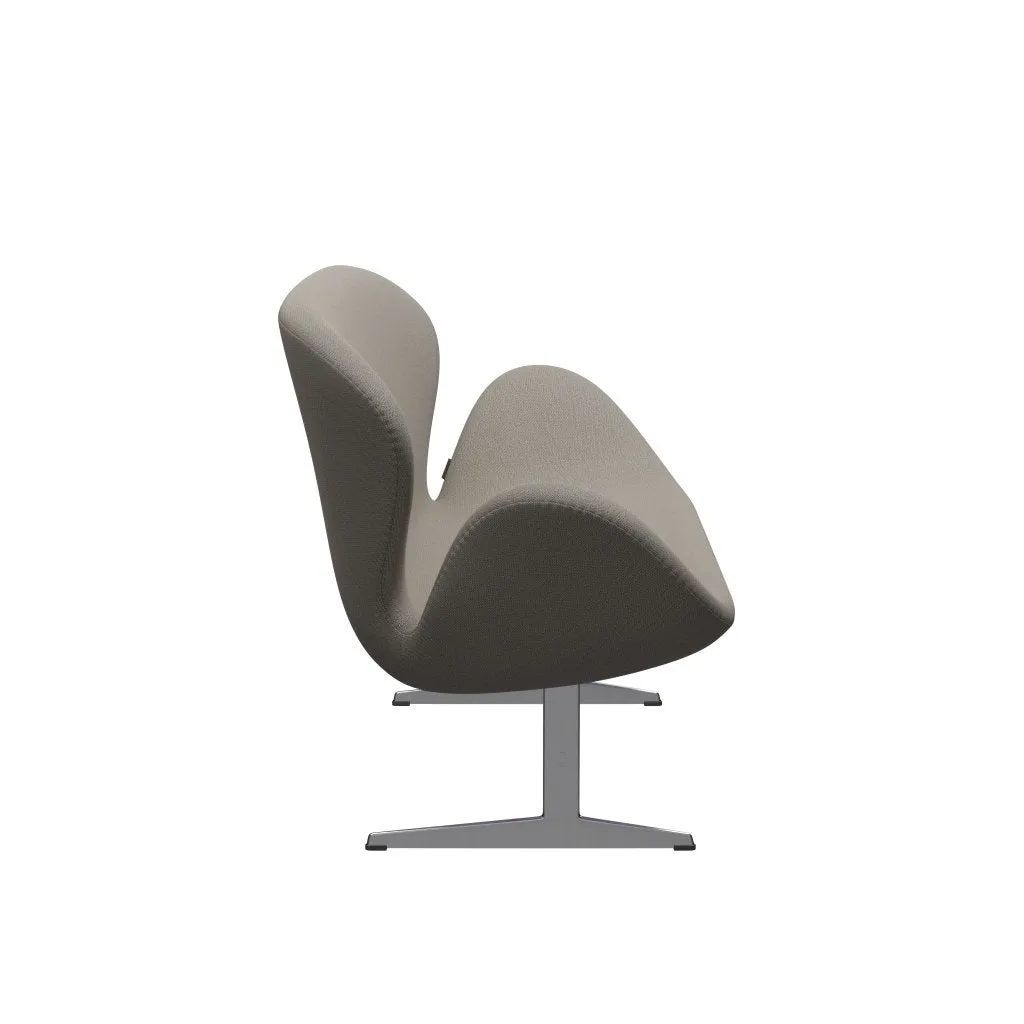 Fritz Hansen Swan™ Sofa 2 Seater, Satin Brushed Aluminium/Capture Warm Grey