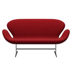 Fritz Hansen Swan™ Sofa 2 Seater, Satin Brushed Aluminium/Diablo Warm Red