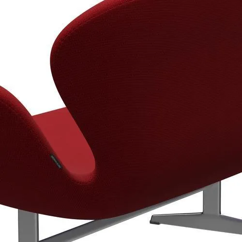 Fritz Hansen Swan™ Sofa 2 Seater, Satin Brushed Aluminium/Diablo Warm Red