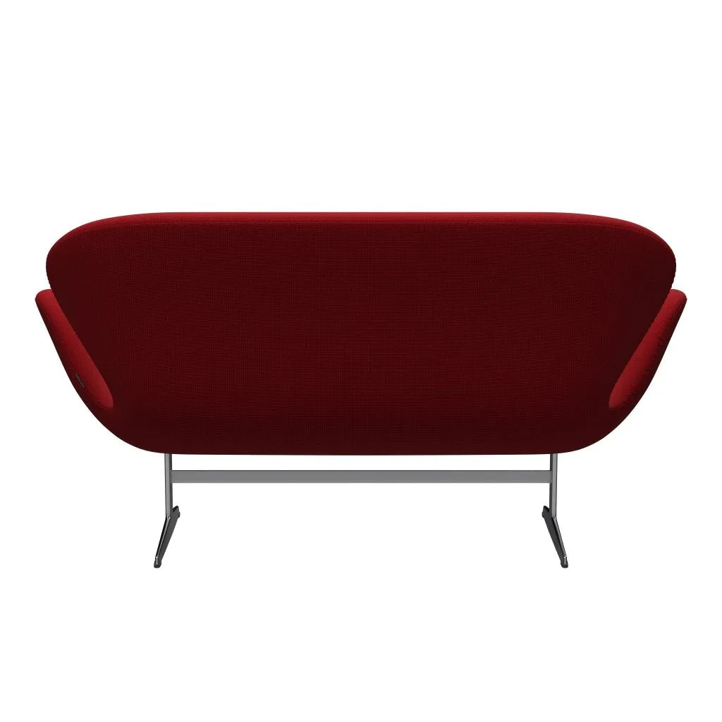 Fritz Hansen Swan™ Sofa 2 Seater, Satin Brushed Aluminium/Diablo Warm Red