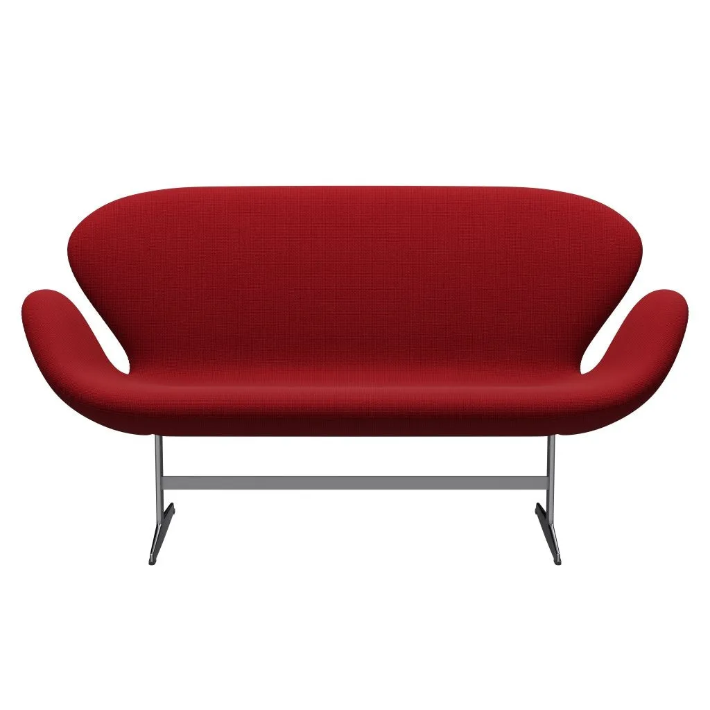 Fritz Hansen Swan™ Sofa 2 Seater, Satin Brushed Aluminium/Diablo Warm Red