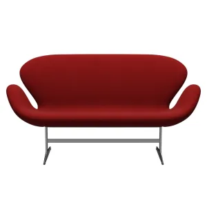 Fritz Hansen Swan™ Sofa 2 Seater, Satin Brushed Aluminium/Divina Bordeaux