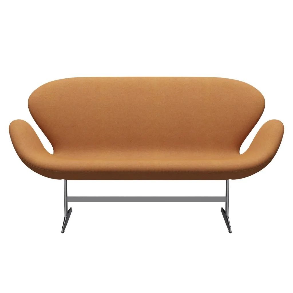 Fritz Hansen Swan™ Sofa 2 Seater, Satin Brushed Aluminium/Divina Md Carrot