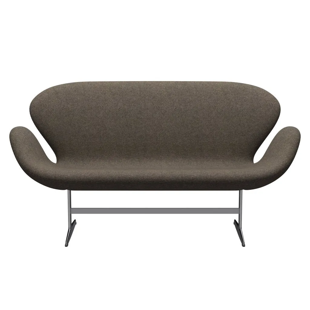Fritz Hansen Swan™ Sofa 2 Seater, Satin Brushed Aluminium/Divina Md Mole