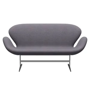 Fritz Hansen Swan™ Sofa 2 Seater, Satin Brushed Aluminium/Divina Md Soft Blue Grey