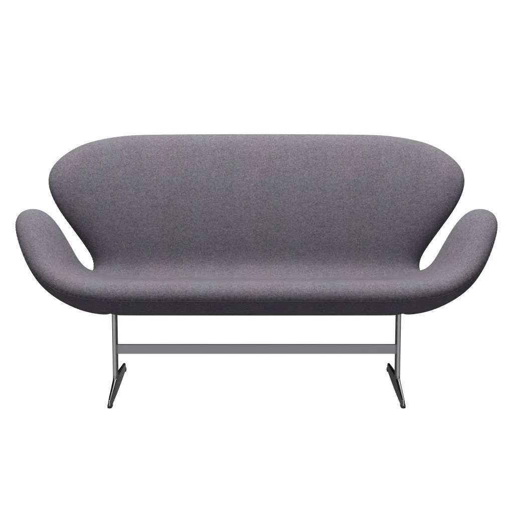 Fritz Hansen Swan™ Sofa 2 Seater, Satin Brushed Aluminium/Divina Md Soft Blue Grey