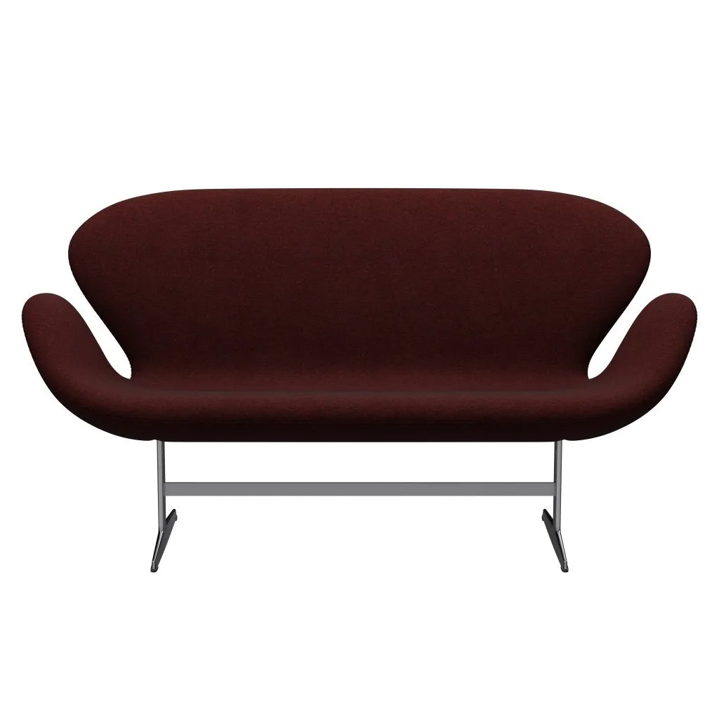 Fritz Hansen Swan™ Sofa 2 Seater, Satin Brushed Aluminium/Divina Melange Burgundy