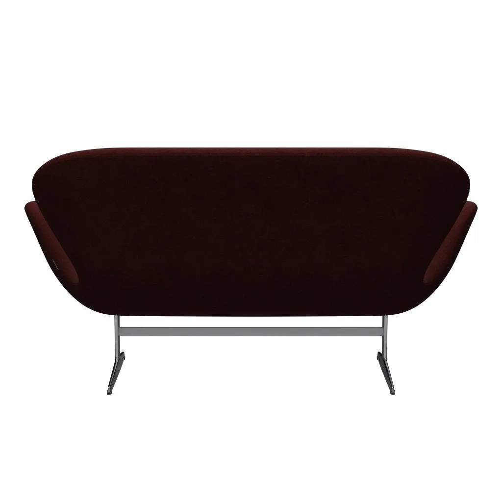 Fritz Hansen Swan™ Sofa 2 Seater, Satin Brushed Aluminium/Divina Melange Burgundy