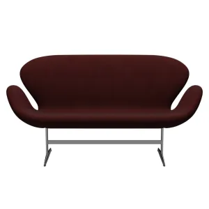 Fritz Hansen Swan™ Sofa 2 Seater, Satin Brushed Aluminium/Divina Melange Burgundy