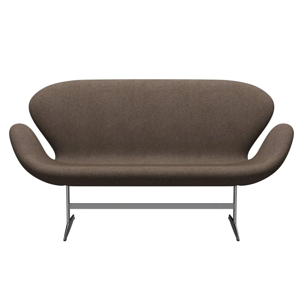 Fritz Hansen Swan™ Sofa 2 Seater, Satin Brushed Aluminium/Divina Melange Dusty Brown