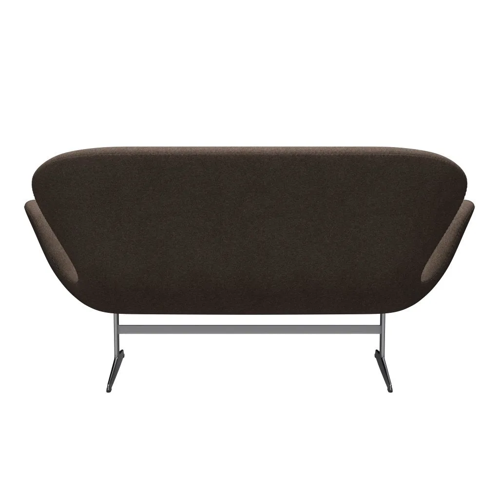 Fritz Hansen Swan™ Sofa 2 Seater, Satin Brushed Aluminium/Divina Melange Dusty Brown