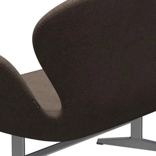 Fritz Hansen Swan™ Sofa 2 Seater, Satin Brushed Aluminium/Divina Melange Dusty Brown