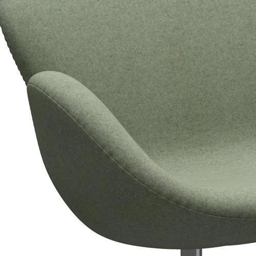 Fritz Hansen Swan™ Sofa 2 Seater, Satin Brushed Aluminium/Divina Melange Light Green