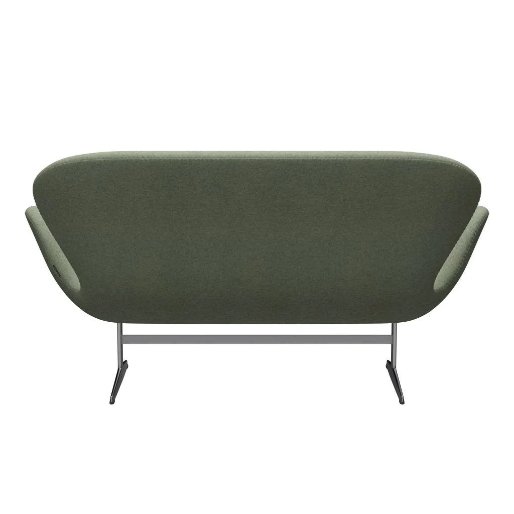 Fritz Hansen Swan™ Sofa 2 Seater, Satin Brushed Aluminium/Divina Melange Light Green