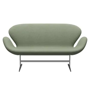 Fritz Hansen Swan™ Sofa 2 Seater, Satin Brushed Aluminium/Divina Melange Light Green