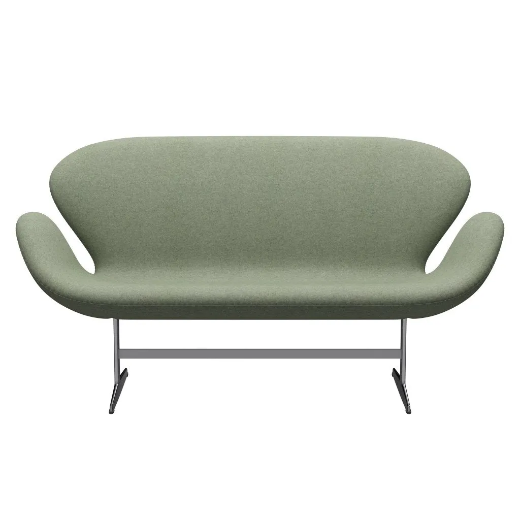 Fritz Hansen Swan™ Sofa 2 Seater, Satin Brushed Aluminium/Divina Melange Light Green