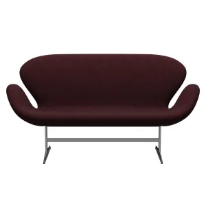 Fritz Hansen Swan™ Sofa 2 Seater, Satin Brushed Aluminium/Divina Melange Pink Dark