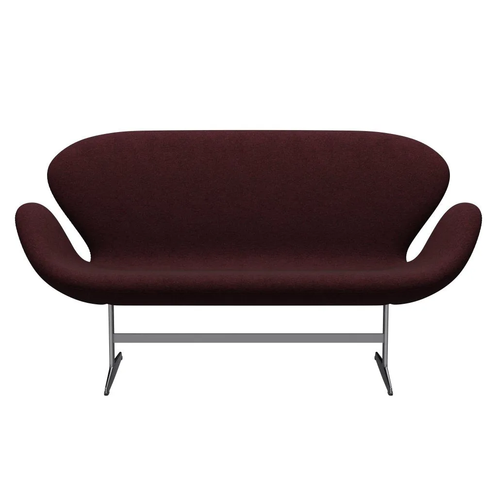 Fritz Hansen Swan™ Sofa 2 Seater, Satin Brushed Aluminium/Divina Melange Pink Dark