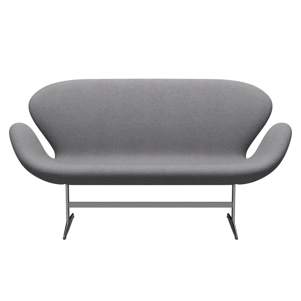 Fritz Hansen Swan™ Sofa 2 Seater, Satin Brushed Aluminium/Divina Melange Stone Grey