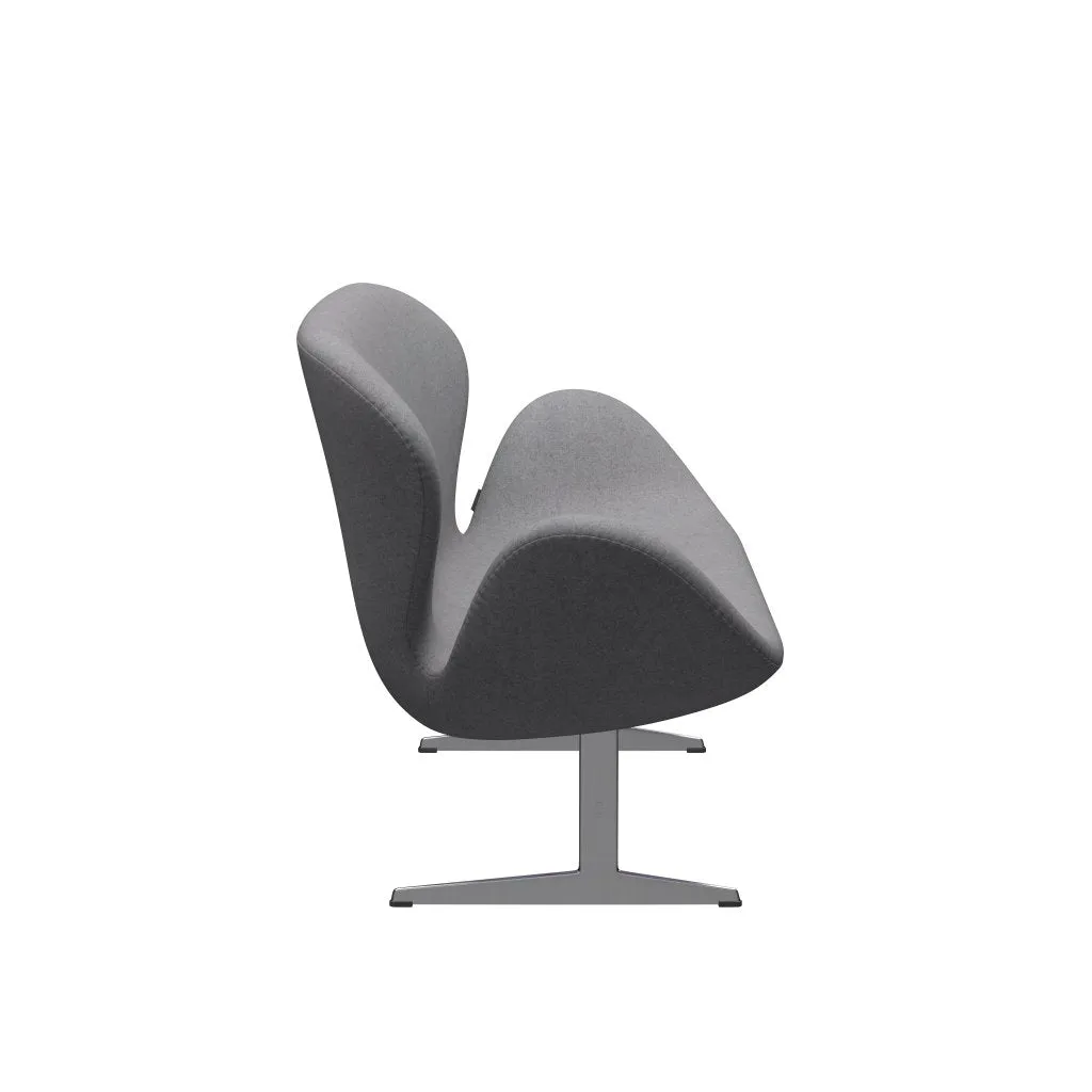 Fritz Hansen Swan™ Sofa 2 Seater, Satin Brushed Aluminium/Divina Melange Stone Grey