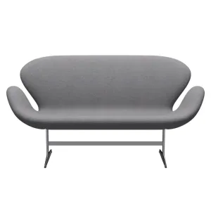 Fritz Hansen Swan™ Sofa 2 Seater, Satin Brushed Aluminium/Divina Melange Stone Grey