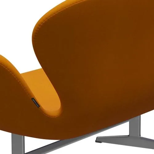 Fritz Hansen Swan™ Sofa 2 Seater, Satin Brushed Aluminium/Divina Mustard