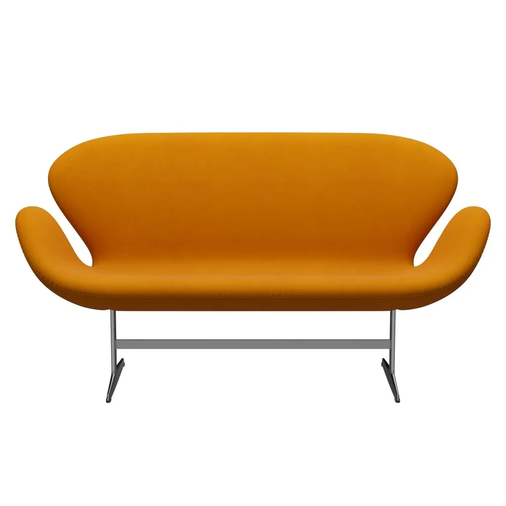 Fritz Hansen Swan™ Sofa 2 Seater, Satin Brushed Aluminium/Divina Mustard