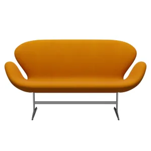 Fritz Hansen Swan™ Sofa 2 Seater, Satin Brushed Aluminium/Divina Mustard