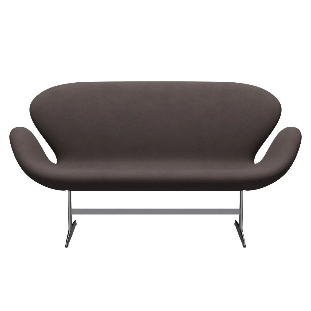 Fritz Hansen Swan™ Sofa 2 Seater, Satin Brushed Aluminium/Divina Pastel Brown