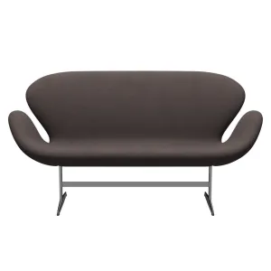 Fritz Hansen Swan™ Sofa 2 Seater, Satin Brushed Aluminium/Divina Pastel Brown