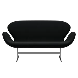 Fritz Hansen Swan™ Sofa 2 Seater, Satin Brushed Aluminium/Fame Black