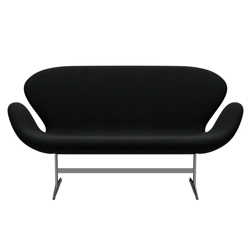 Fritz Hansen Swan™ Sofa 2 Seater, Satin Brushed Aluminium/Fame Black
