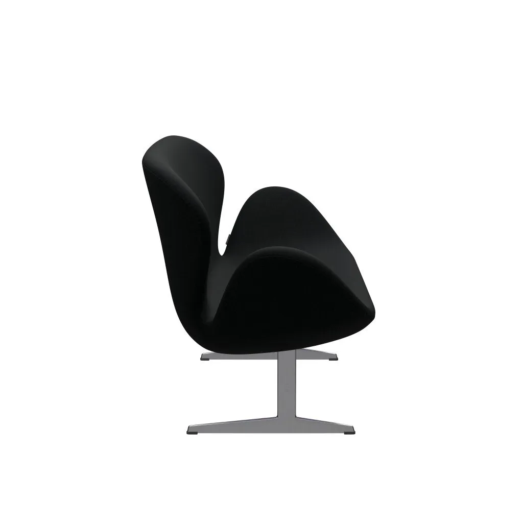 Fritz Hansen Swan™ Sofa 2 Seater, Satin Brushed Aluminium/Fame Black