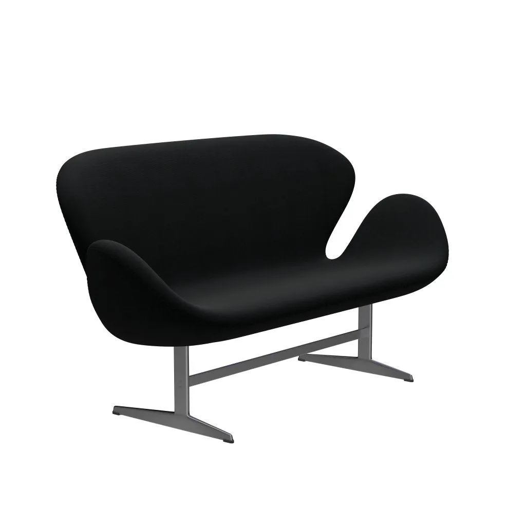 Fritz Hansen Swan™ Sofa 2 Seater, Satin Brushed Aluminium/Fame Black