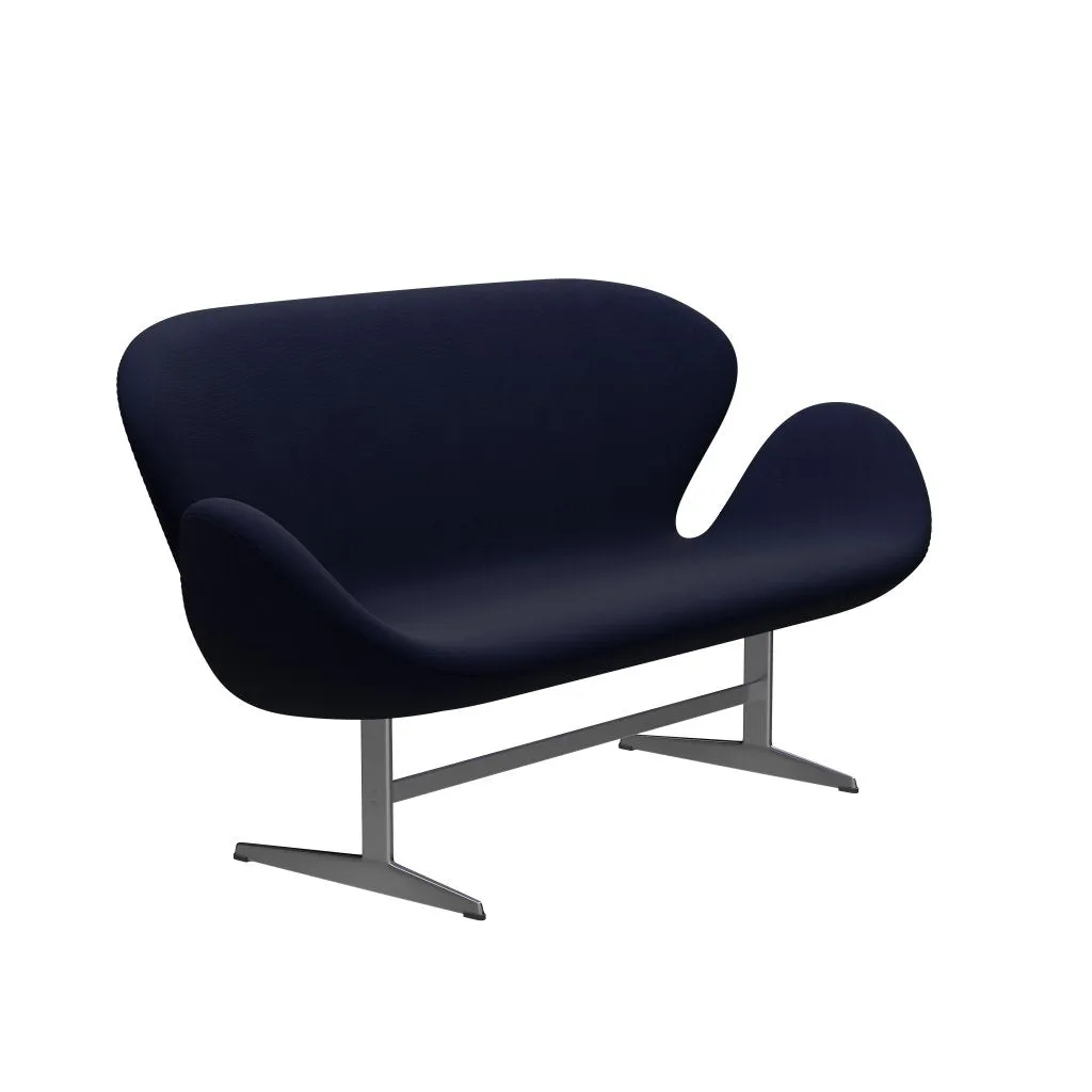 Fritz Hansen Swan™ Sofa 2 Seater, Satin Brushed Aluminium/Fame Blackblue