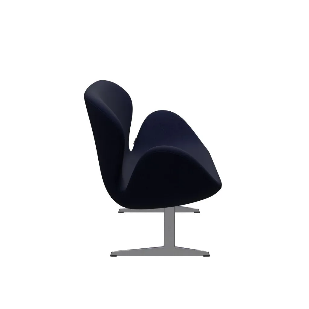 Fritz Hansen Swan™ Sofa 2 Seater, Satin Brushed Aluminium/Fame Blackblue