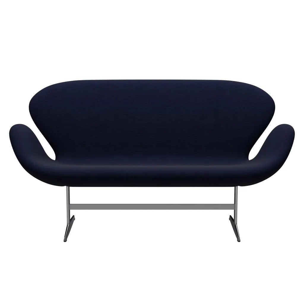 Fritz Hansen Swan™ Sofa 2 Seater, Satin Brushed Aluminium/Fame Blackblue