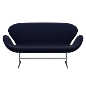Fritz Hansen Swan™ Sofa 2 Seater, Satin Brushed Aluminium/Fame Blackblue