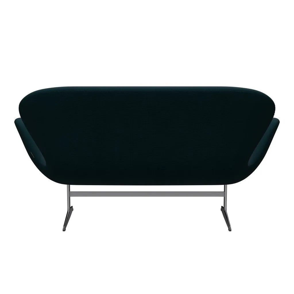Fritz Hansen Swan™ Sofa 2 Seater, Satin Brushed Aluminium/Fame Dark Green