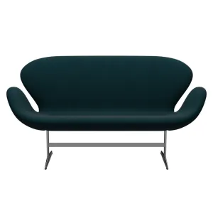 Fritz Hansen Swan™ Sofa 2 Seater, Satin Brushed Aluminium/Fame Dark Green