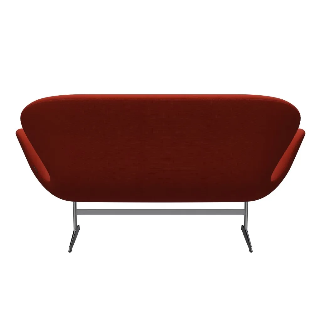 Fritz Hansen Swan™ Sofa 2 Seater, Satin Brushed Aluminium/Fame Orange Red