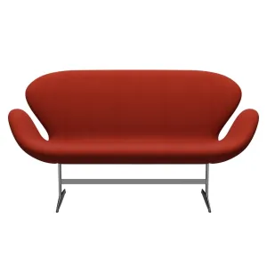 Fritz Hansen Swan™ Sofa 2 Seater, Satin Brushed Aluminium/Fame Orange Red