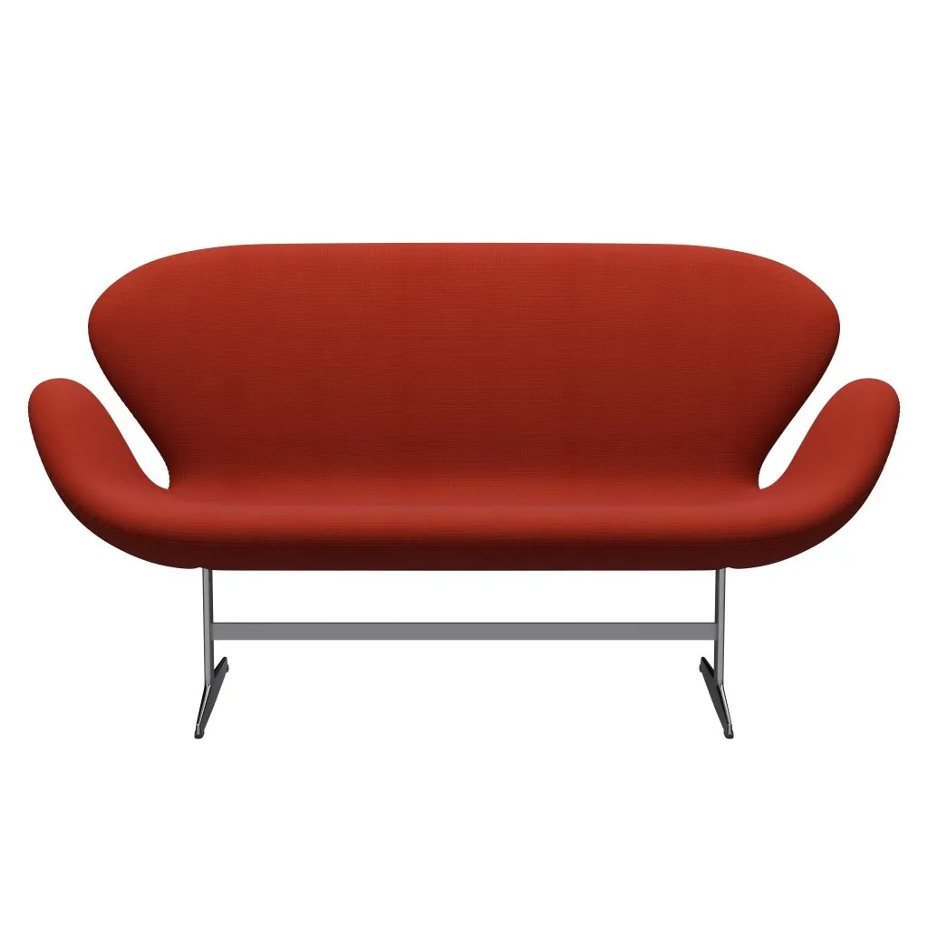 Fritz Hansen Swan™ Sofa 2 Seater, Satin Brushed Aluminium/Fame Orange Red