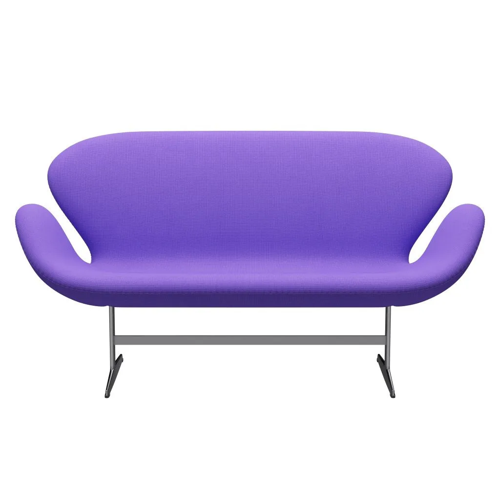 Fritz Hansen Swan™ Sofa 2 Seater, Satin Brushed Aluminium/Fame Violet Light