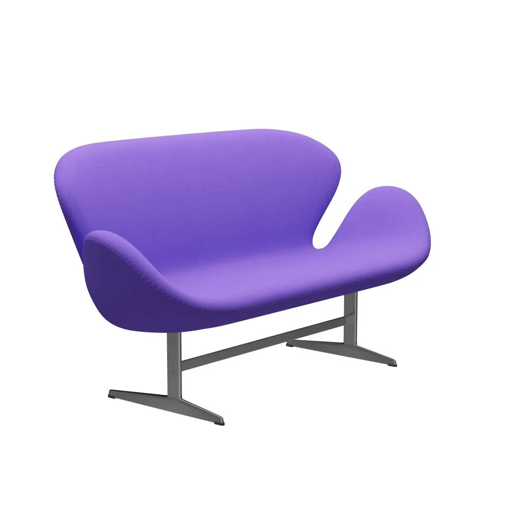 Fritz Hansen Swan™ Sofa 2 Seater, Satin Brushed Aluminium/Fame Violet Light