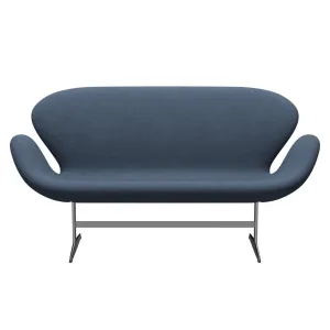 Fritz Hansen Swan™ Sofa 2 Seater, Satin Brushed Aluminium/Fiord Dark Construction/Grey