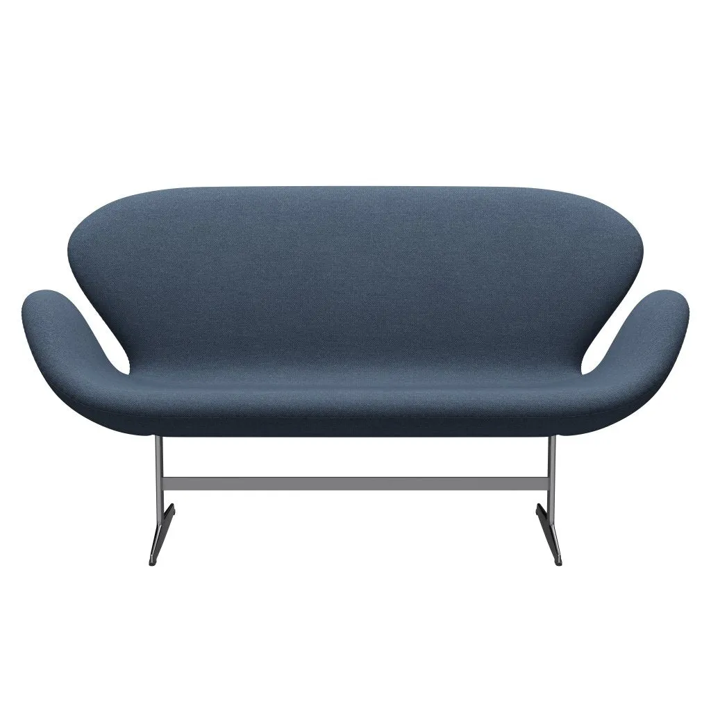 Fritz Hansen Swan™ Sofa 2 Seater, Satin Brushed Aluminium/Fiord Dark Construction/Grey