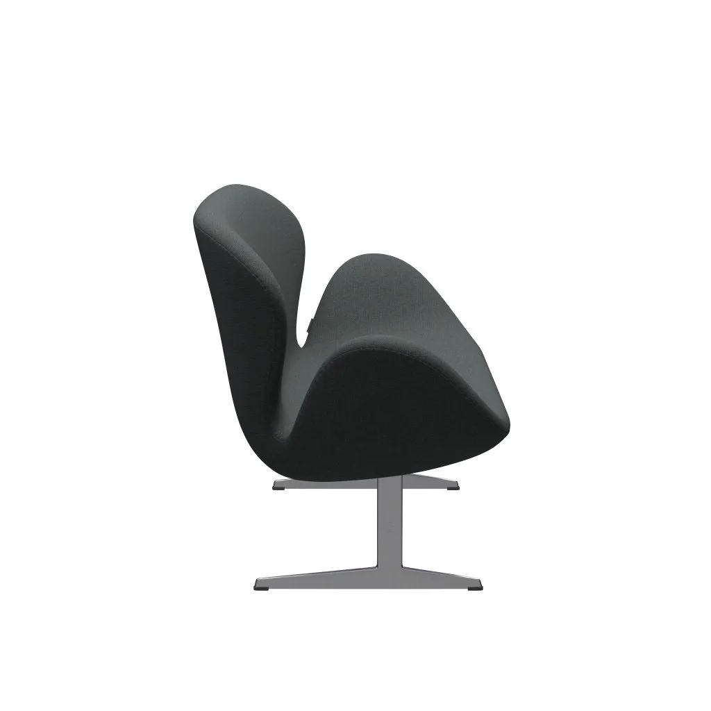 Fritz Hansen Swan™ Sofa 2 Seater, Satin Brushed Aluminium/Fiord Medium Grey/Dark Grey