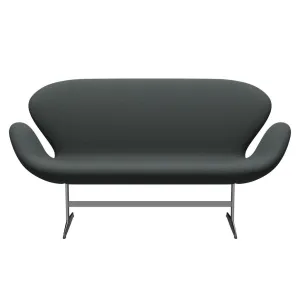 Fritz Hansen Swan™ Sofa 2 Seater, Satin Brushed Aluminium/Fiord Medium Grey/Dark Grey